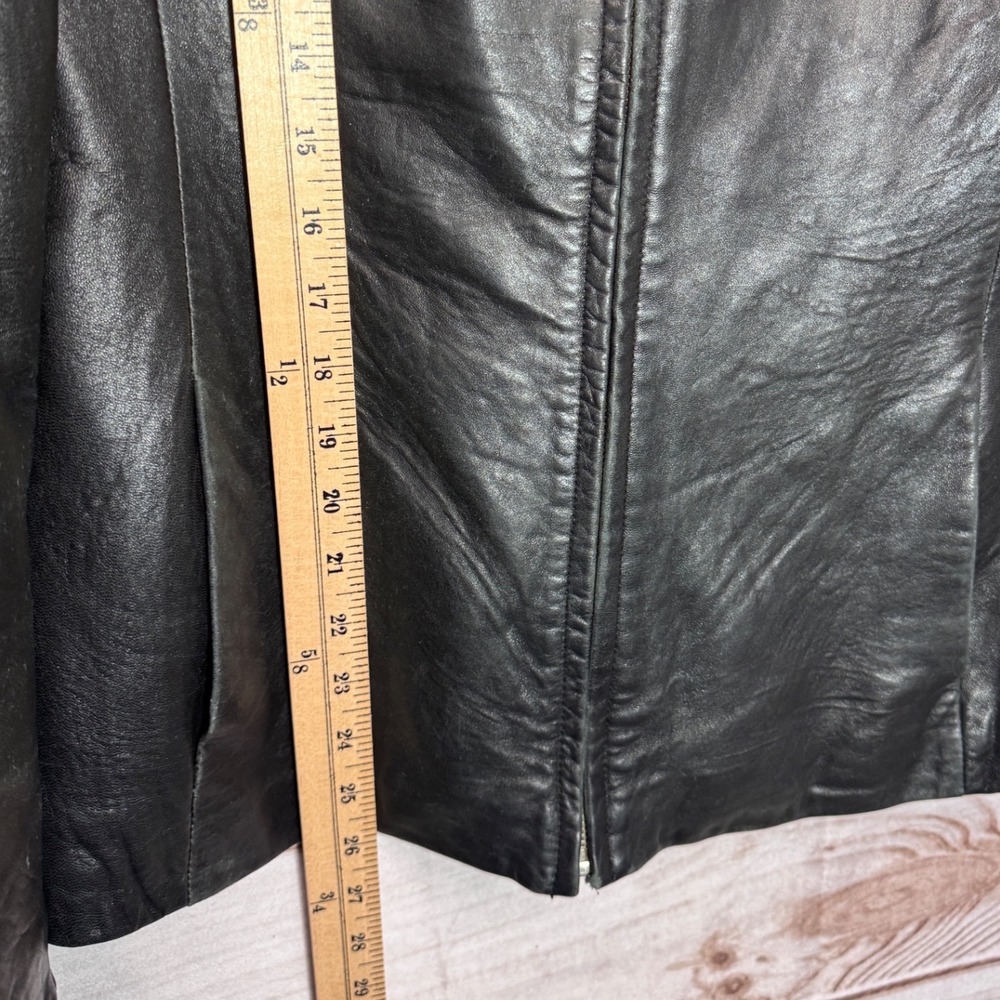 W New York by Winlit Black Genuine Leather Zip Front Jacket Womens Medium - Picture 9 of 9